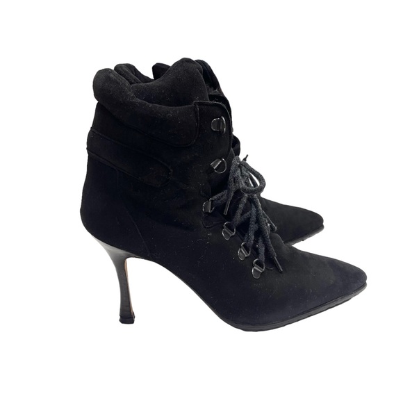 Manolo Blahnik Oklamod Black High Heel Boots Size 38 - Picture 2 of 9